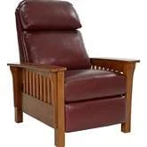 Mission Manual Recliner in Marisol Cabernet Top Grain Leather & Mahogany Finish Wood